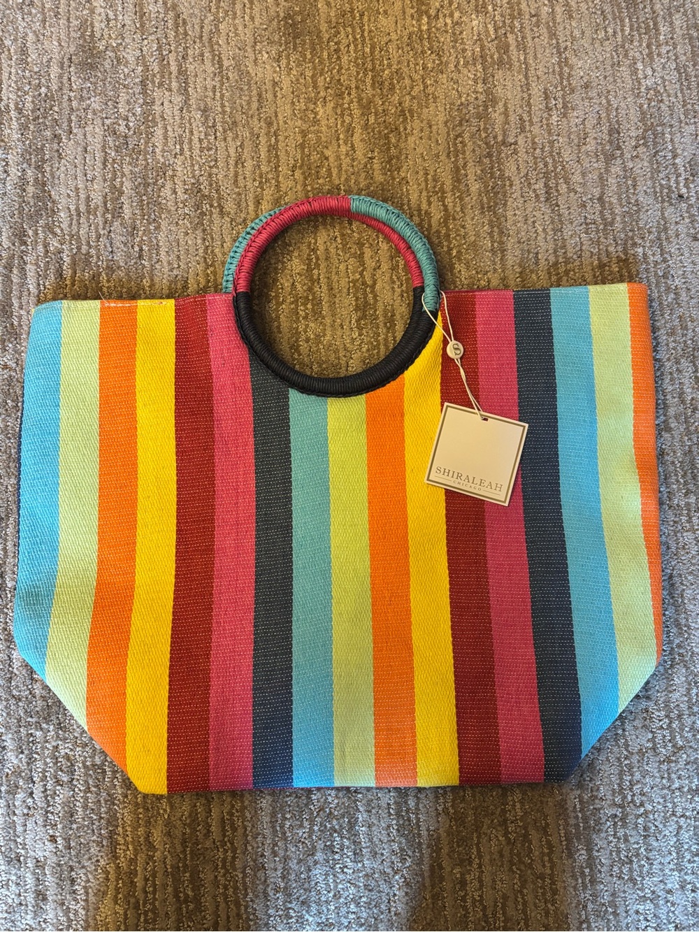 New Shiraleah Multicolor Beach Striped Tote Bag